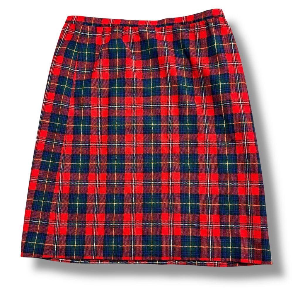 Vintage Pendleton Boyd Tartan Plaid Wool Skirt Midi Length Made In USA Red XXL